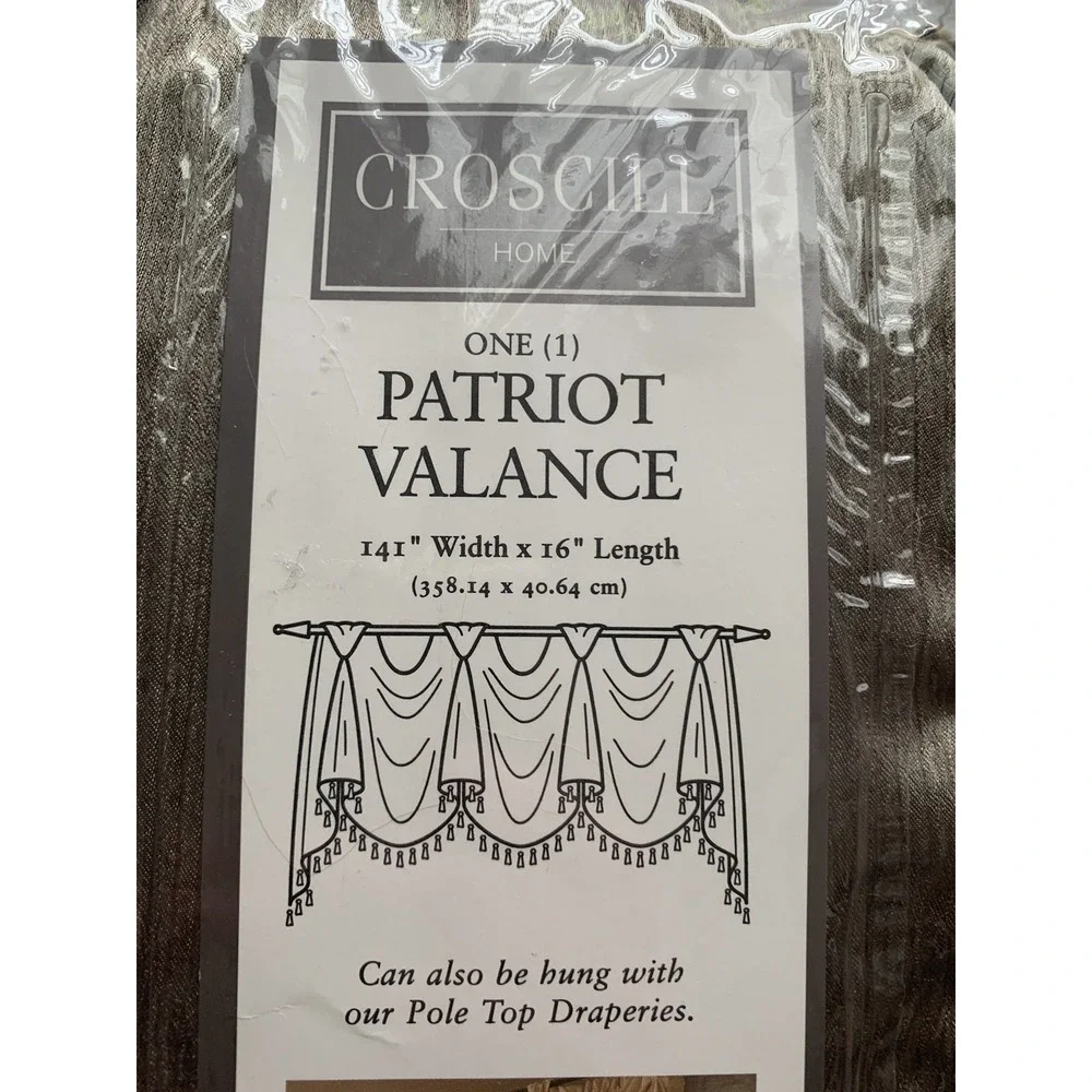 VTG Croscill Patriot Valances Sage Green Gold Tassels Mercury Style Classic PAIR